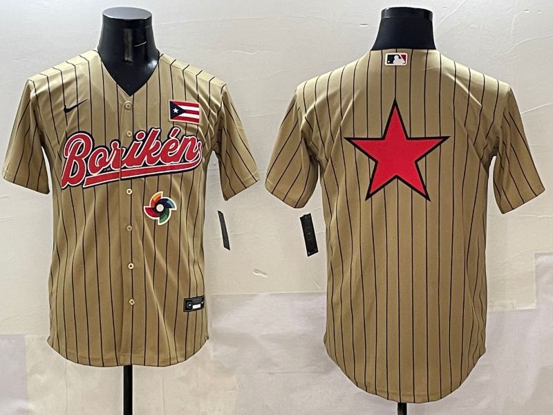 Men Puerto Rico Blank Brown Stripe Joint Name 2025 Nike MLB Jersey style 6